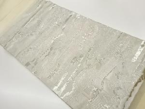 九百錦　プラチナ箔寺院風景模様織出し開き名古屋帯（額縁仕立て）